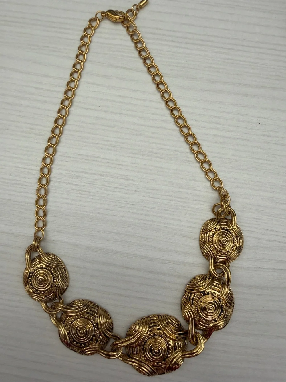 Avon Gold-Tone Textured Disc Statement Necklace